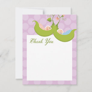 Peas dans un Pod Twin Boy Girl Carte de remercieme