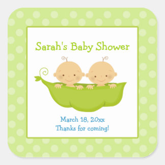 Peas dans un Pod Twin Boys Carré Favoriser Sticker