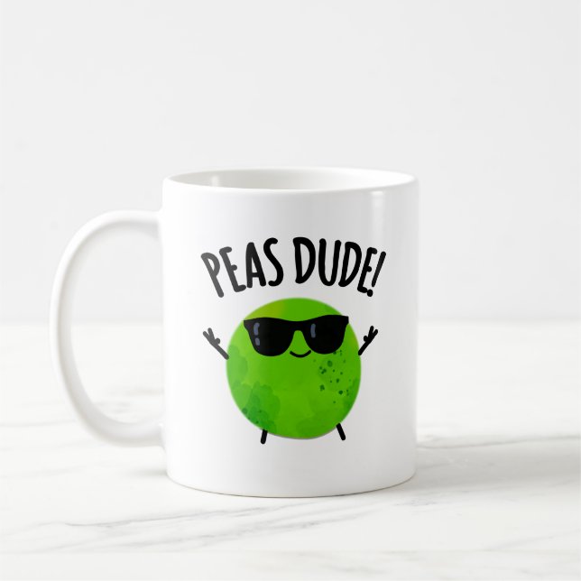 Peas Dude Funny Veggie Pea Pun  Coffee Mug (Left)