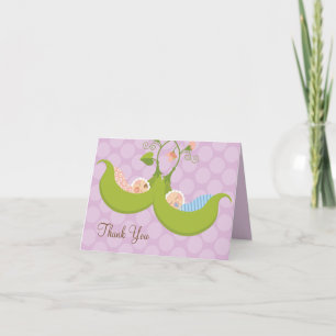 Peas in a Pod Boy Girl Twin Baby Shower Thank You Card
