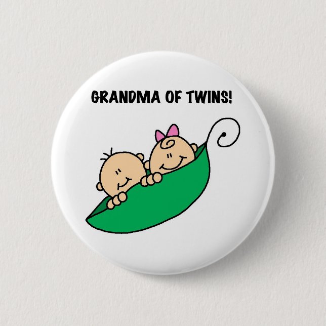 Peas in a Pod Grandma of Twins 2 Inch Round Button (Front)