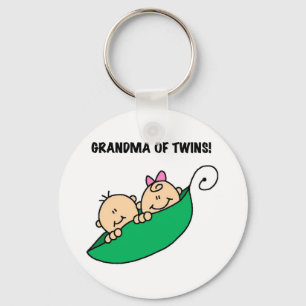 Peas in a Pod Grandma of Twins Keychain