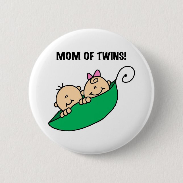 Peas in a Pod Mom of Twins 2 Inch Round Button (Front)