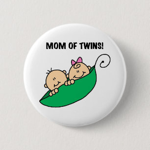 Peas in a Pod Mom of Twins 2 Inch Round Button