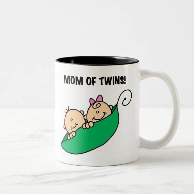Peas in a Pod Mom of Twins Two-Tone Coffee Mug (Right)