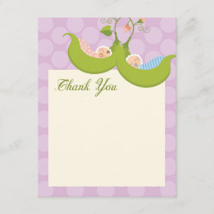 Peas in a Pod Twin Boy Girl Thank You Card