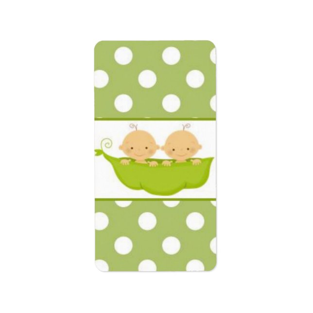 Peas In A Pod Twins Baby Shower Candy Wrapper Label (Front)