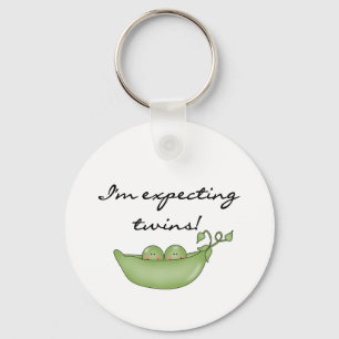 Peas in Pod Expecting Twins Keychain