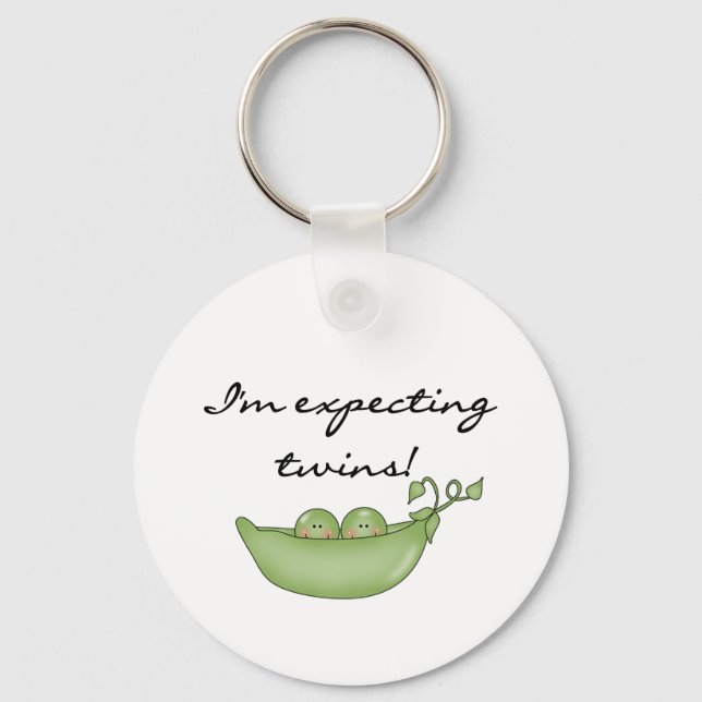 Peas in Pod Expecting Twins Keychain (Front)