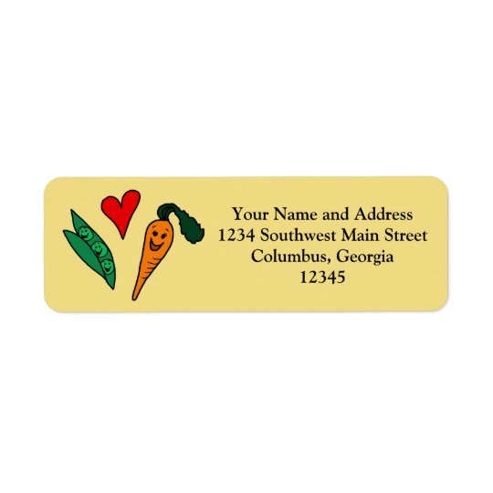 Peas Love Carrots, Cute Green and Orange Design Return Address Label