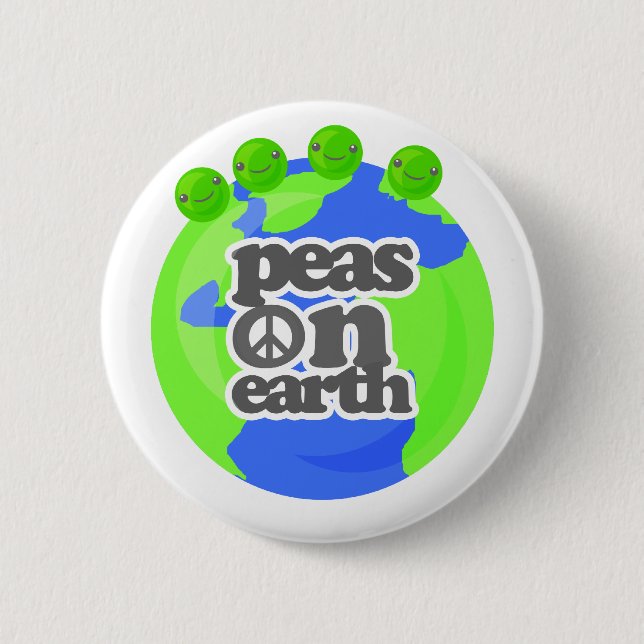 Peas on Earth 2 Inch Round Button (Front)