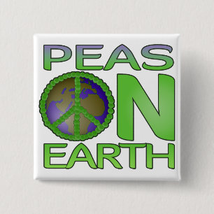Peas on Earth 2 Inch Square Button