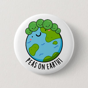 Peas On Earth Funny Veggie Peace Pun 2 Inch Round Button