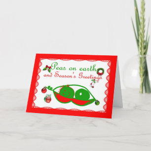 Peas on earth season's greetings Christmas Holiday Card