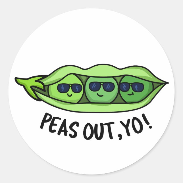 Peas Out Yo Funny Peas Pun  Classic Round Sticker (Front)