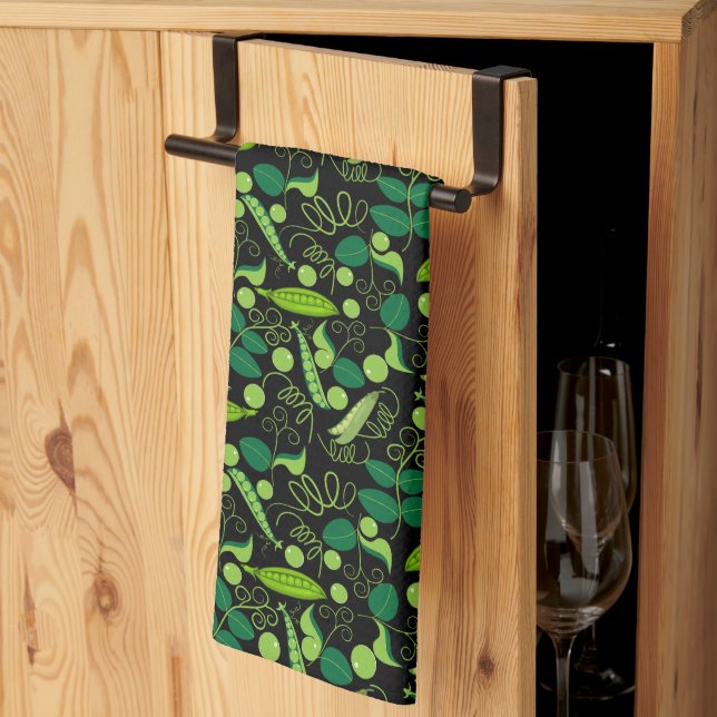 Peas pattern 01.bw Black BG Kitchen Towel (Thirds Fold)