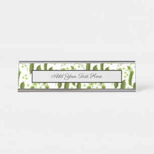 Peas Plants Leaves Round Vegetable Healthy Food Desk Name Plate