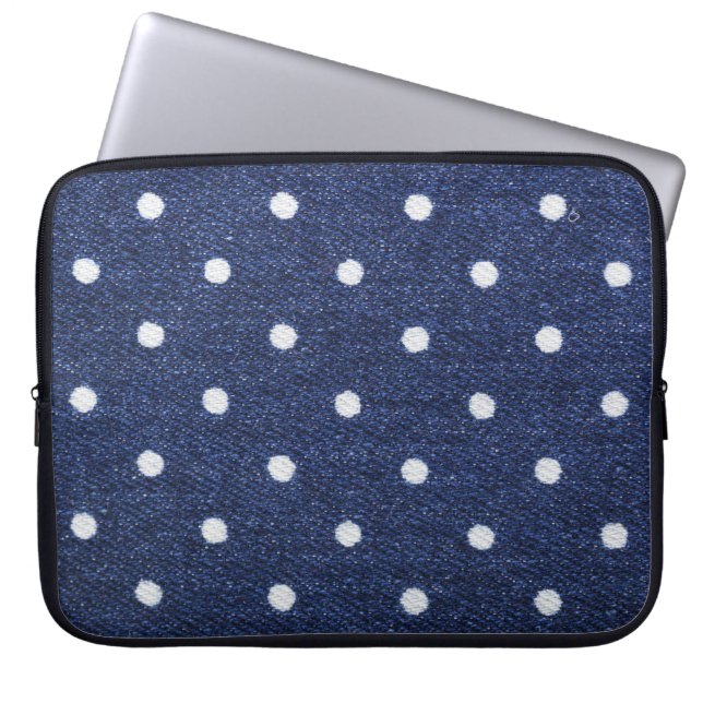 Peas stamp: denim fabric texture. laptop sleeve (Front)