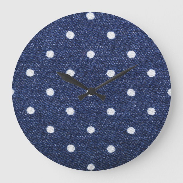 Peas stamp: denim fabric texture. large clock (Front)
