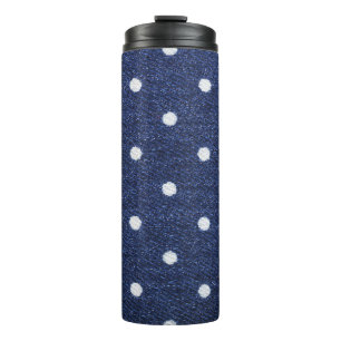Peas stamp: denim fabric texture. thermal tumbler