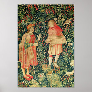 Peasant carrying a jeu de marelle board poster