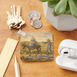 Peasant Couple Going to Work by Vincent van Gogh Keychain