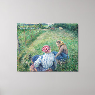 Peasant Girls 1882 by Camille Pissarro Canvas Art