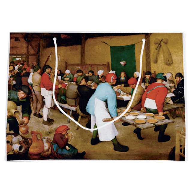 Peasant Wedding, Pieter Bruegel Large Gift Bag (Front)