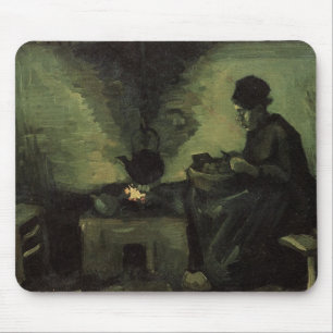 Peasant Woman by Fireplace by Vincent van Gogh Mouse Pad
