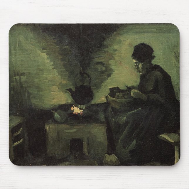 Peasant Woman by Fireplace by Vincent van Gogh Mouse Pad (Front)