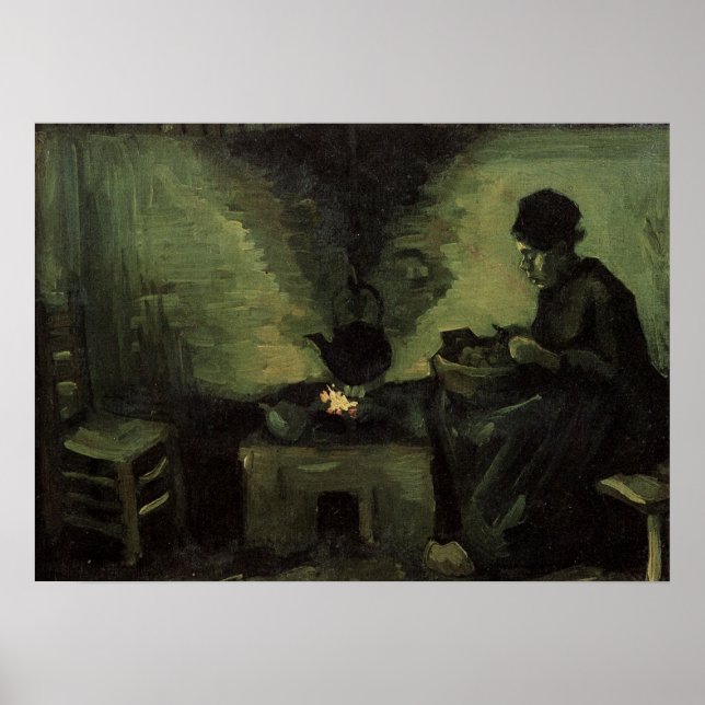 Peasant Woman by Fireplace by Vincent van Gogh Poster (Front)