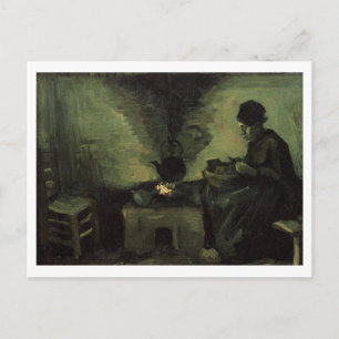 Peasant Woman by Fireplace, Vincent van Gogh Postcard