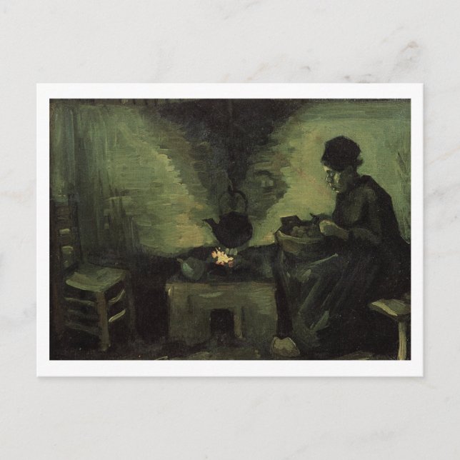 Peasant Woman by Fireplace, Vincent van Gogh Postcard (Front)