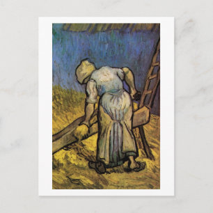 Peasant Woman Cutting Straw, Vincent van Gogh Postcard