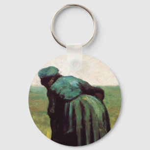 Peasant Woman Digging by Vincent van Gogh Keychain
