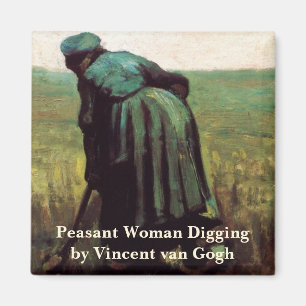 Peasant Woman Digging by Vincent van Gogh Magnet