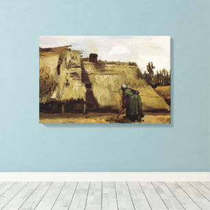 Peasant Woman Digging Cottage by Vincent van Gogh Canvas Print