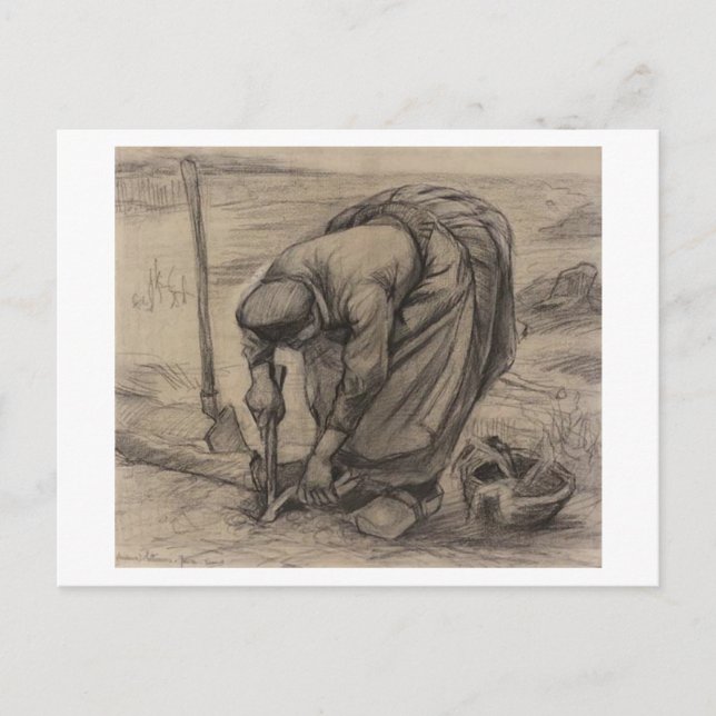 Peasant Woman Planting Beets, Vincent van Gogh Postcard (Front)