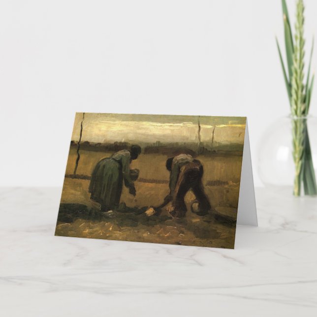 Peasant Woman Planting Potato by Vincent van Gogh Card (Front)