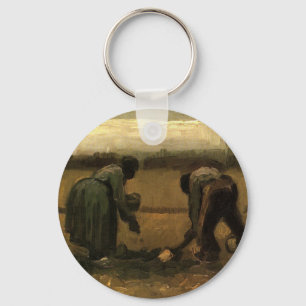 Peasant Woman Planting Potato by Vincent van Gogh Keychain