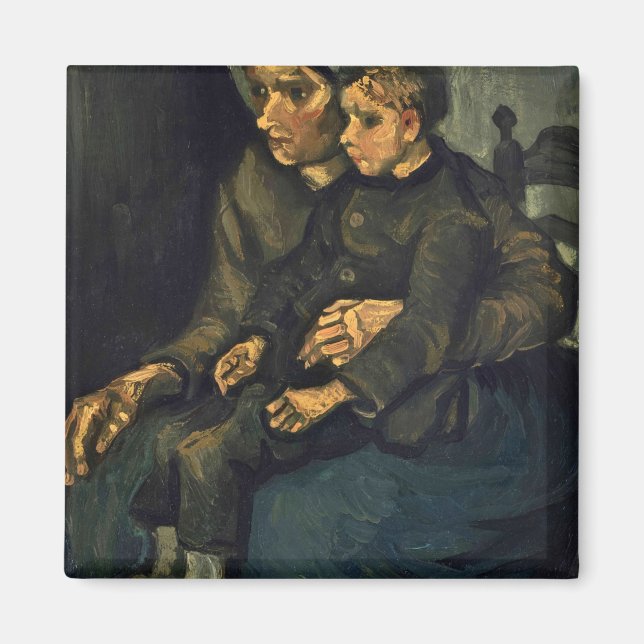 Peasant Woman with Child on her Lap, 1885 by Vince Magnet (Front)