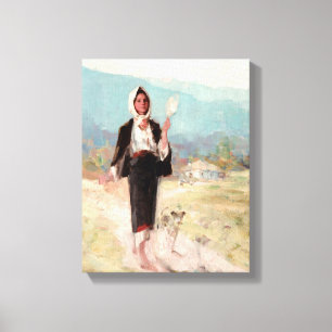 Peasant Woman with Distaff by Nicolae Grigorescu Canvas Print