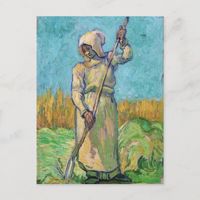 Peasant Woman with Rake, Vincent van Gogh Fine Art Postcard (Front)