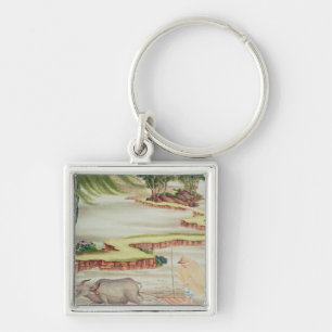 Peasant working in the paddy fields keychain