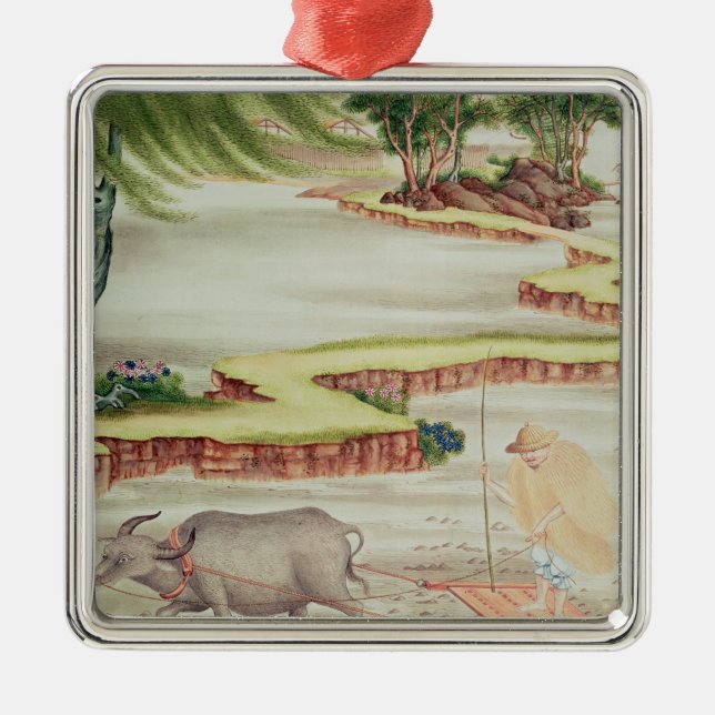 Peasant working in the paddy fields metal ornament (Front)