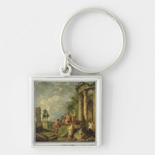 Peasants Amongst Roman Ruins, 1743 (oil on canvas) Keychain