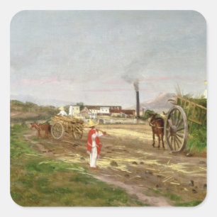 Peasants Collecting Sugar Cane Square Sticker