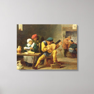 Peasants Making Music in an Inn, c.1635 Canvas Print