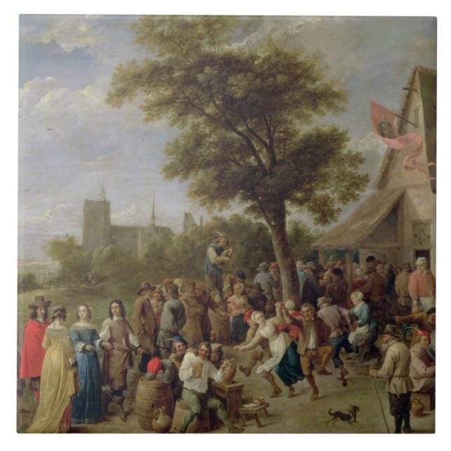 Peasants Merry-Making, c.1650 (oil on canvas) Tile (Front)