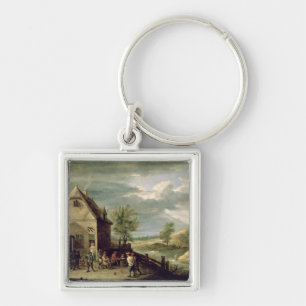 Peasants Playing Boules Keychain